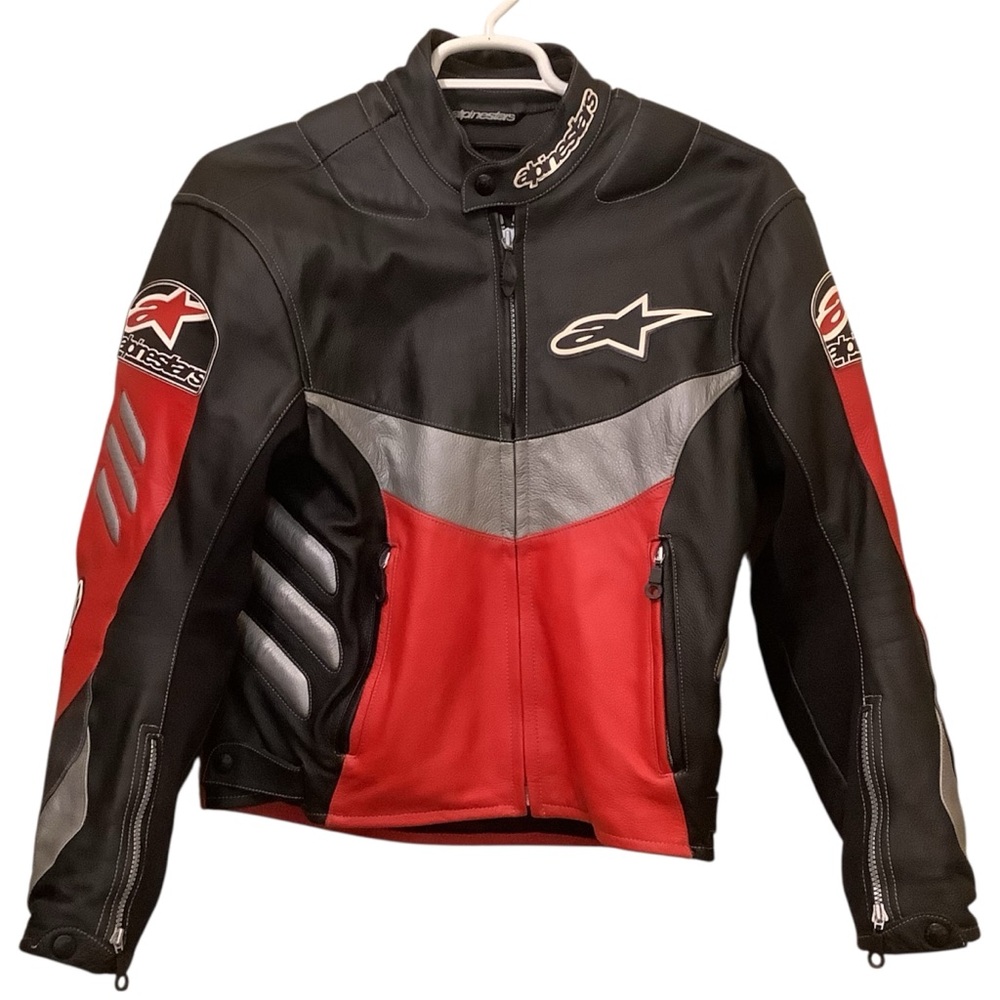 ALPINESTARS Moto Racing Motorcycle Jacket Genuine Leather Size Large “LIKE NEW”